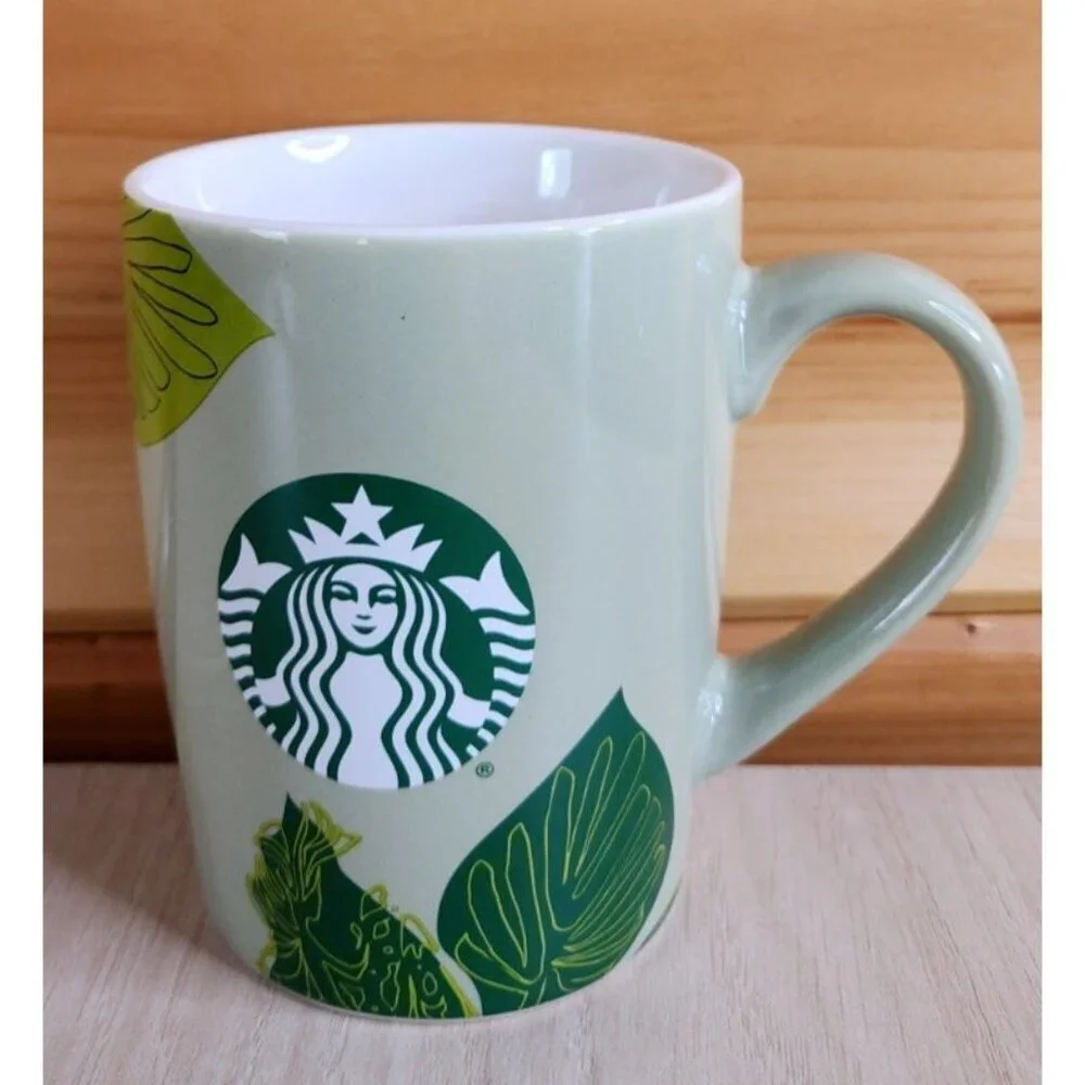 Starbucks Coffee Mug 2021 Green Leaf Mermaid 10 Fl Oz 4in Cup Coffee Bar